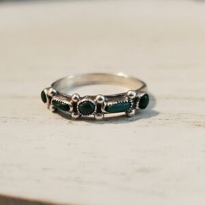Vintage Handcrafted Sterling Silver & Turquoise Size 6.5 Ring